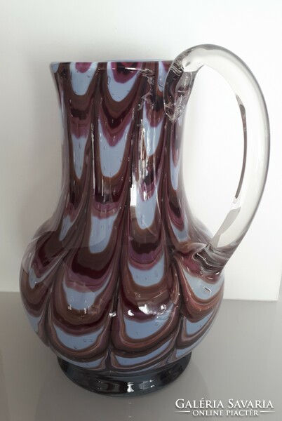 Gyönyörű hibátlan muranoi rétegelt fújt üveg kancsó 25.5 cm