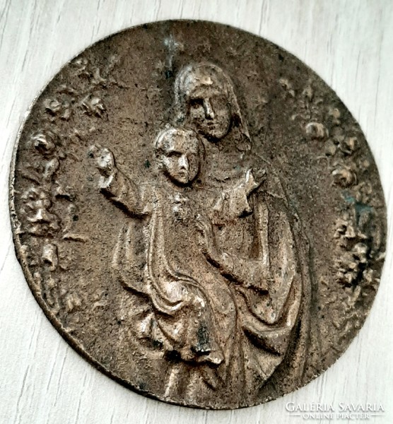 Mária gyermekével bronz vallási  emlék plakett