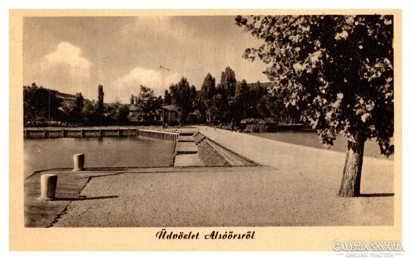 Alsóörs, greetings from Alsóörs postcard, 1955