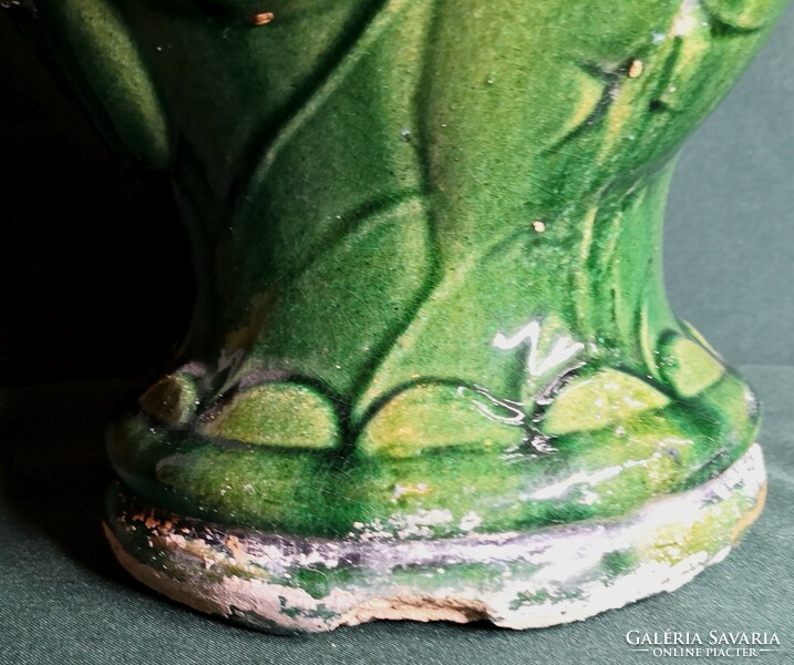 Dt/368 – olive green glazed pyrogranite flower pot with a base