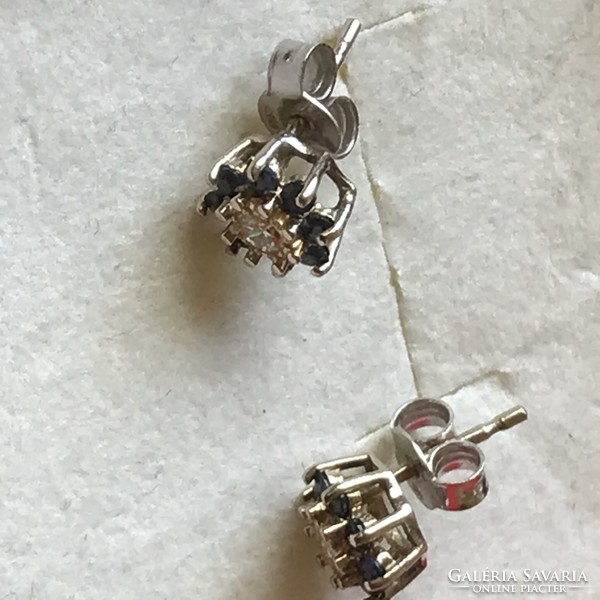 White gold earrings with tiny sapphires and brilliants