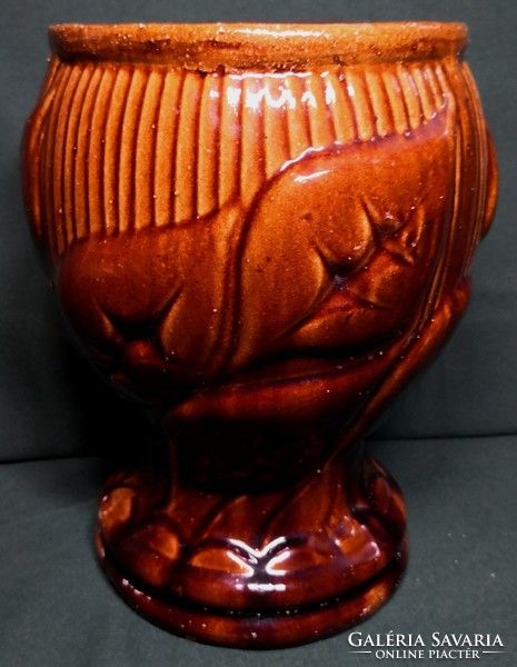 Dt/006 - flower pot with brown glazed pyrogranite base