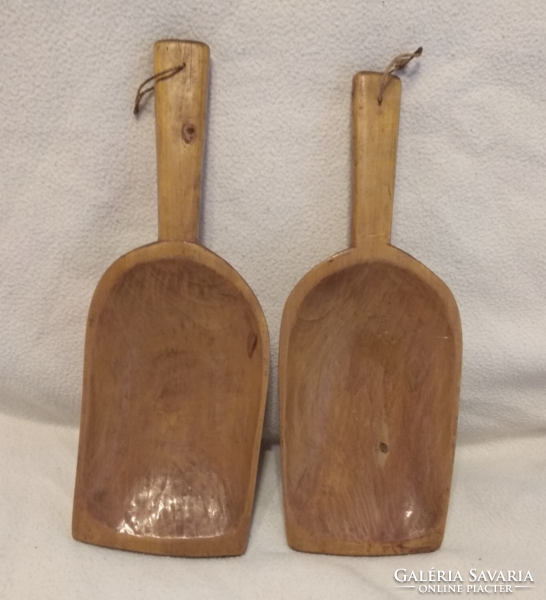 2 flour shovels / crop shovels, hand-carved wood