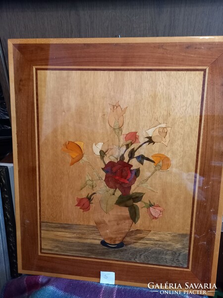 Flower in a vase - intarsia wall picture