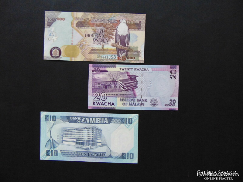 Zambia 10 - 20 - 5000 kwacha LOT ! Hajtatlan bankjegyek