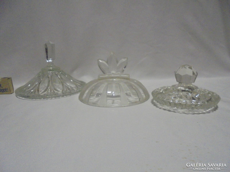 Three pieces of old glass bowl lids - together - to fill the gap