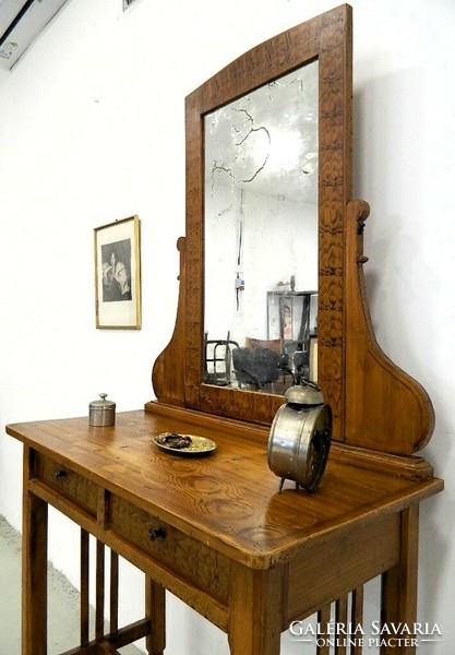 Antik szecessziós tükrös konzolasztal / fésülködő asztal tükörrel