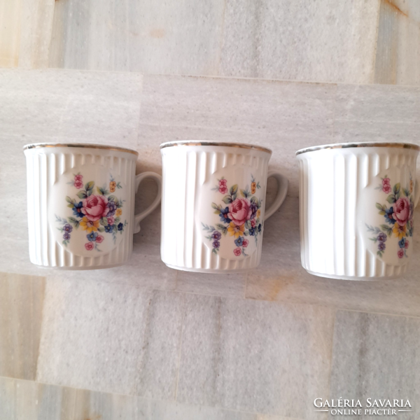 Bohemia porcelain glass mug with rose pattern 3 pcs