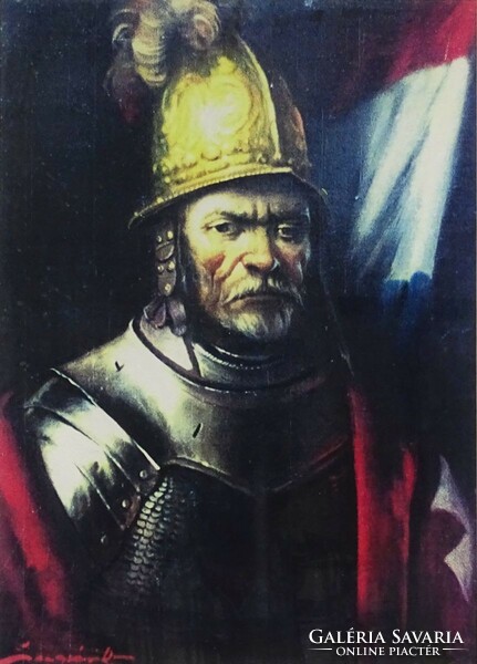 1Q169 Charles of Szegvár: framed soldier in armor print 49.5 X 38.5 Cm