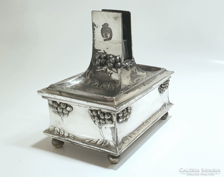 Moritz hacker, art nouveau, silver-plated cigar box, cigarette box, with match holder
