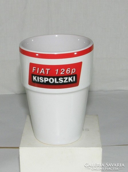 Porcelán reklámpohár - Fiat 126p Kispolszki