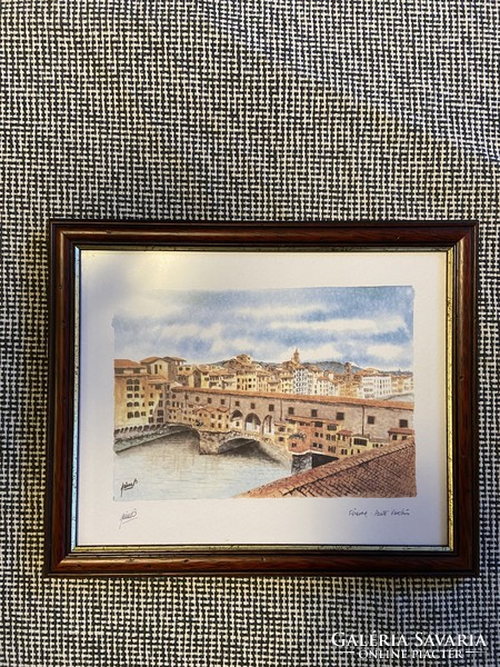 Firenzei Öreg Híd tájkép szép állapotban eladó!