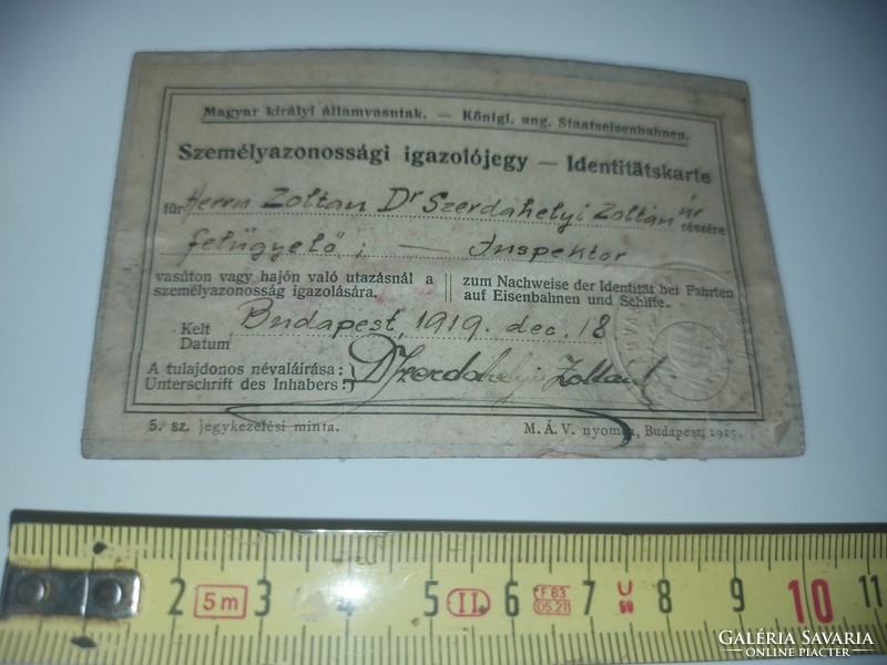 Photo from the 1910s, identity card