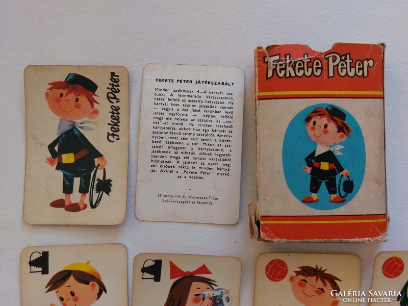Régi kártyajáték Fekete Péter gyermek kártya Minerva