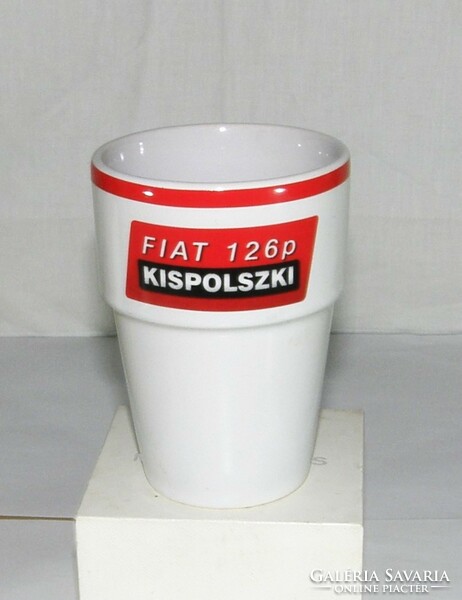 Porcelán reklámpohár - Fiat 126p Kispolszki