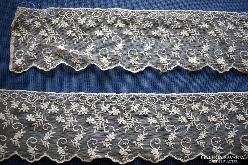 Antique Art Nouveau tulle lace dress with frills 4 pcs. Border ~ 275 cm