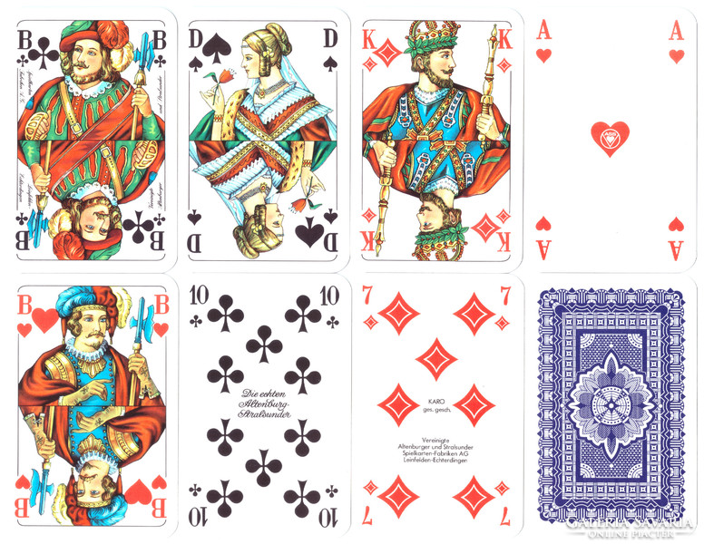 85. Francia sorozetjelű skat kártya berlini kártyakép ASS 1985 körül 32 lap