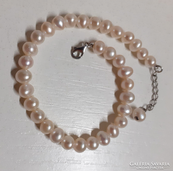 Cultured pearl kalán bracelet chain with marked silver switch
