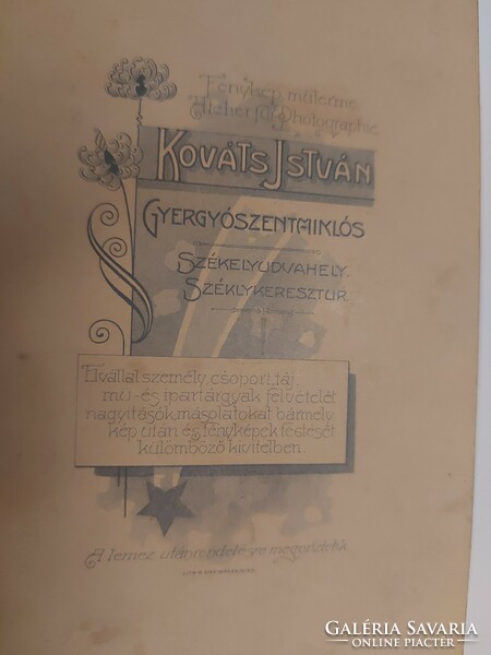 Antik fotó-képeslap, Kováts István, Gyergyószentmiklós