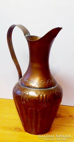 Handmade red copper jug, a rare unique piece for the cozy kitchen