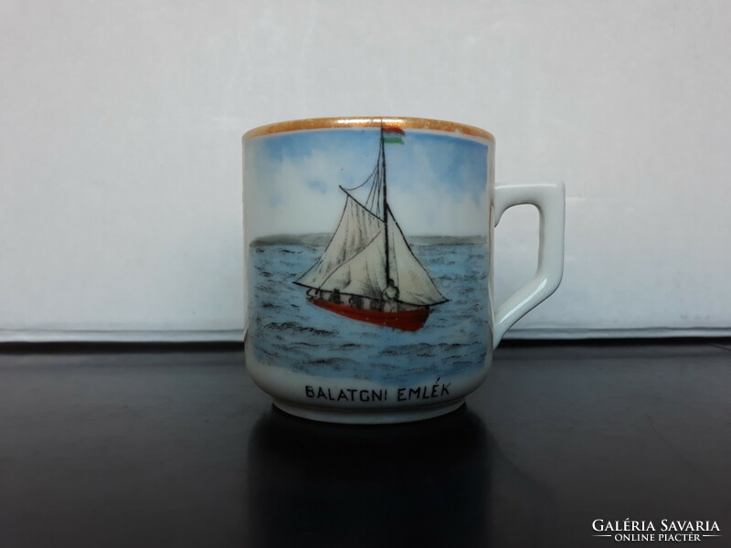Antique Zsolnay souvenir coffee cup from Balaton