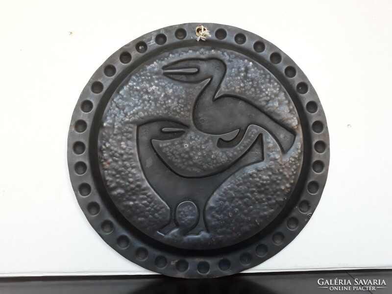 Retro applied art bronze bird wall plate, 30 cm