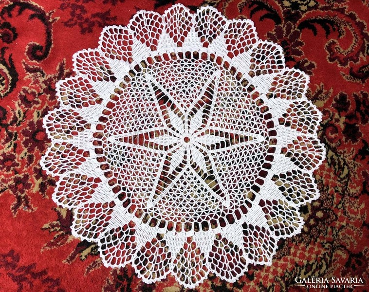 Handmade crochet lace tablecloth - 56 cm - new white lace tablecloth with star pattern