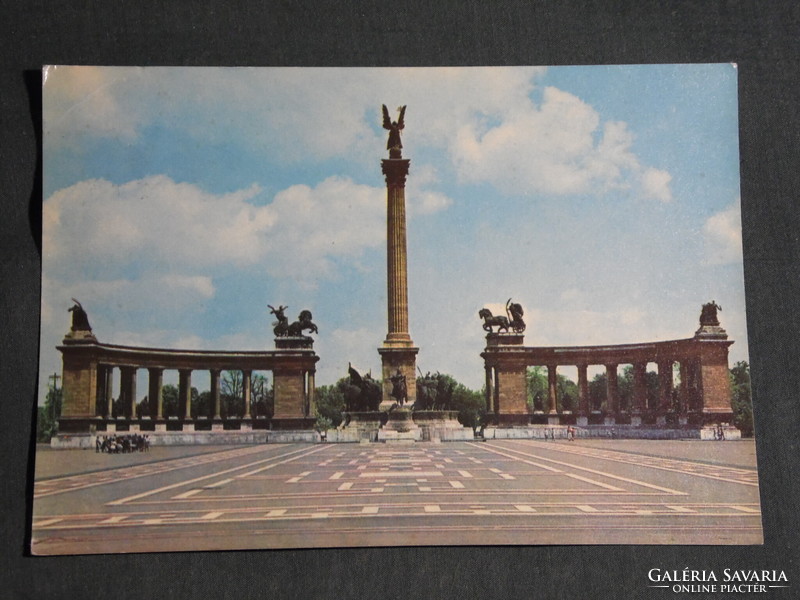 Postcard, Budapest, Hősök tere monument, detail, view