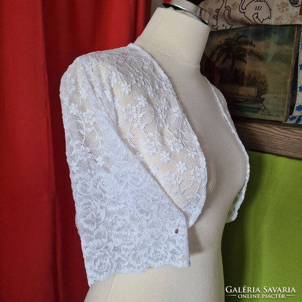 Wedding bol108 - white bridal short-sleeved lace bolero
