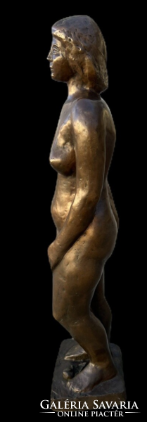 Gisella Dien: Eve in the Garden of Eden - marked Hungarian bronze statue