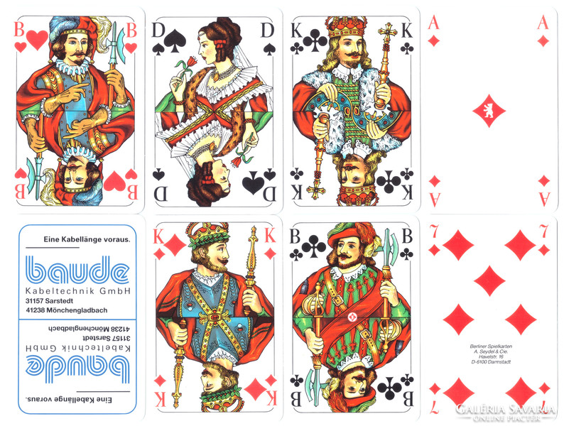 64. Francia sorozetjelű skat kártya berlini kártyakép Berliner Spielkarten 1995 körül 32 lap