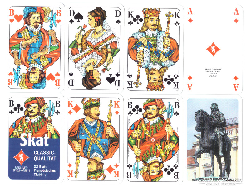 68. Francia sorozetjelű skat kártya berlini kártyakép Berliner Spielkarten 1998 32 lap