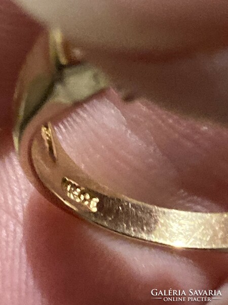 14K Arany Gyűrű Gyémánt És Zafír Drágakövekkel