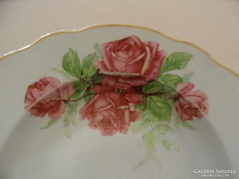 Zsolnay porcelán rózsa mintás mélytányér ( 2 db. )
