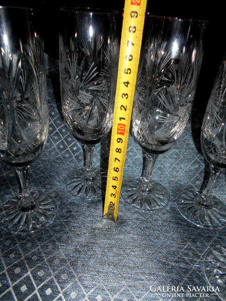 5 db  csiszolt pezsgős pohár-hibátlan 19 cm