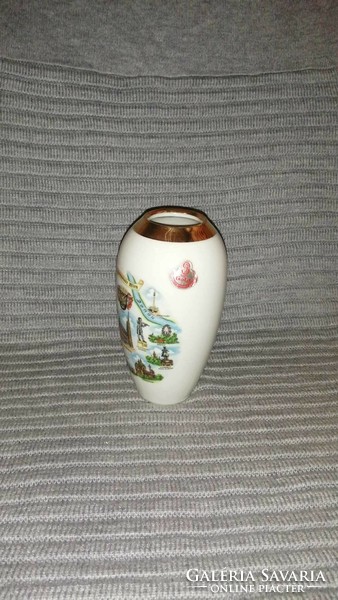 24-carat gold-painted porcelain vase Vienna-Vienna souvenir 16 cm (a5)