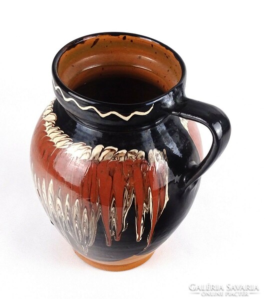 1O693 old large glazed ceramic jug 26 cm