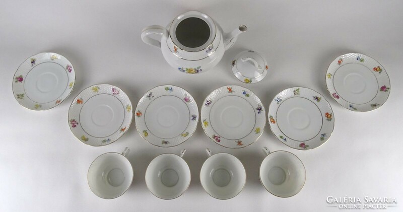 1N004 old Meissen porcelain tea set with flower pattern