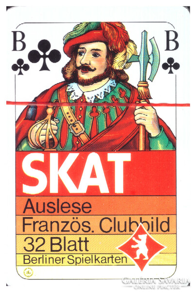 70. Francia sorozetjelű skat kártya berlini kártyakép Berliner Spielkarten 1980 körül 32 lap