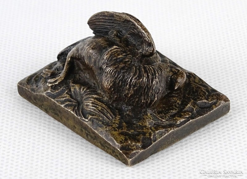 1N802 Jelzett XIX. századi bronz miniatúra 2.5 x 3.7 x 4.7 cm