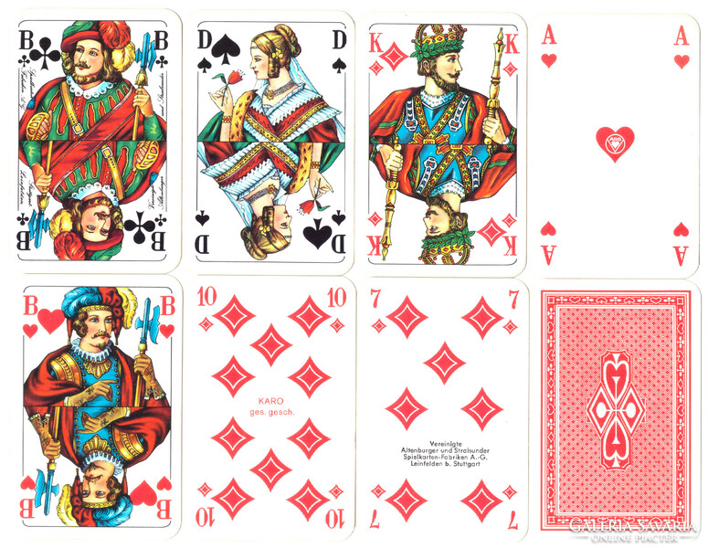 89. Francia sorozetjelű skat kártya berlini kártyakép ASS 1975 körül 32 lap