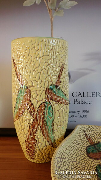 B. Várdeák ildiko shrink-glazed ceramic vase and bowl