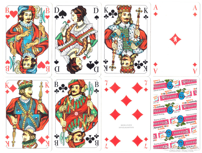 61. Francia sorozetjelű skat kártya berlini kártyakép Berliner Spielkarten 1980 körül 32 lap