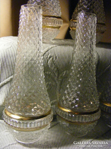 Retro kerosene lamp glass shade with gilded border