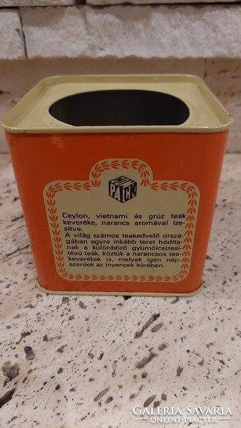 Compack orange tea old tin box in good condition