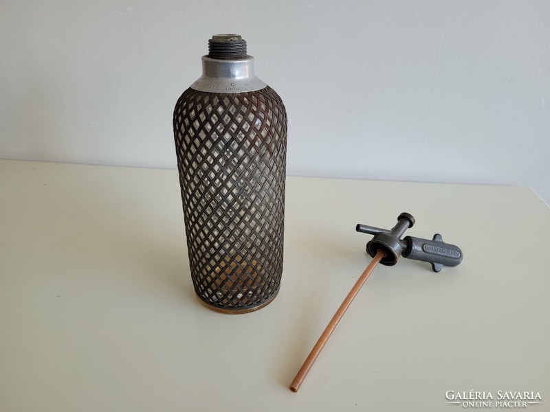 Old vintage mesh patent autosyphon soda siphon 1930 metal mesh soda bottle siphon