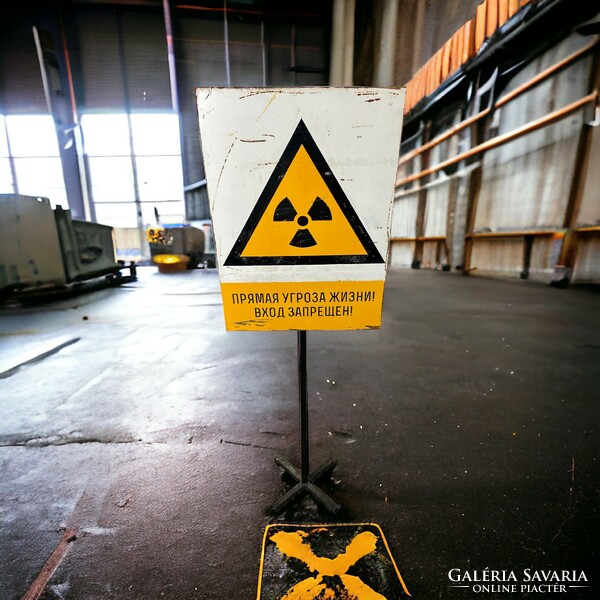 Retro, loft, industrial design radiation hazard warning sign