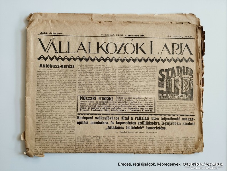 1928 August 30 / entrepreneurs' newspaper / for birthday :-) original, old newspaper no.: 26835