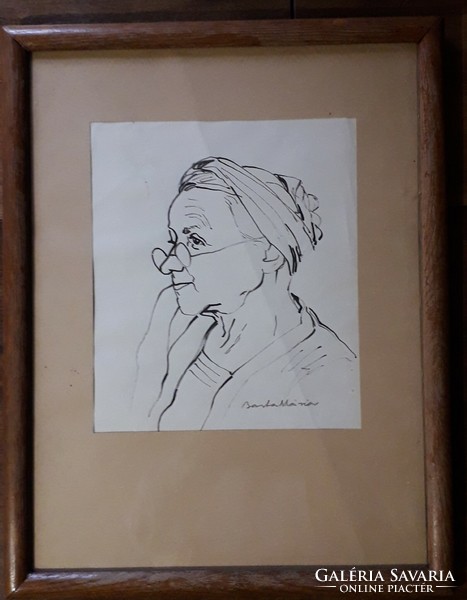 Barta Mária ink drawing