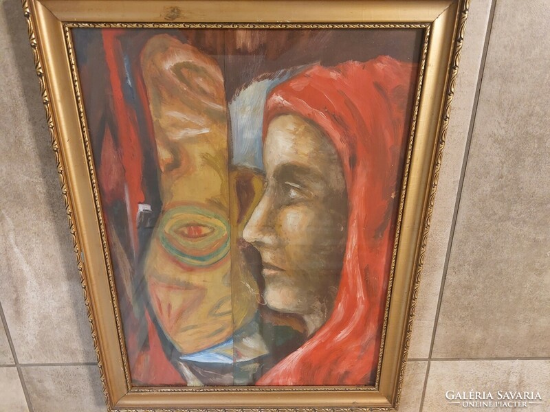 (K) Szürrealista festmény 43x56 cm kerettel
